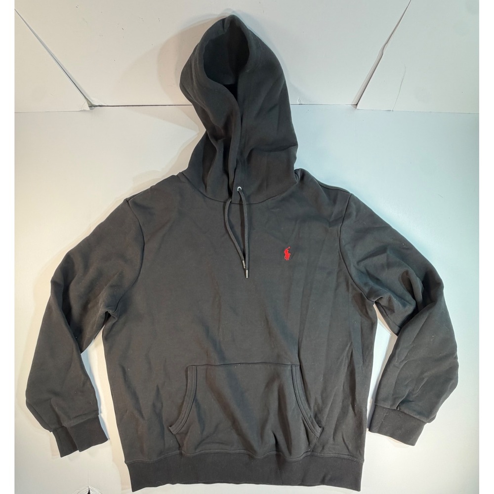 Polo Ralph Lauren Mens XL Black Pullover Hoodie Red Pony Logo Sweatshirt